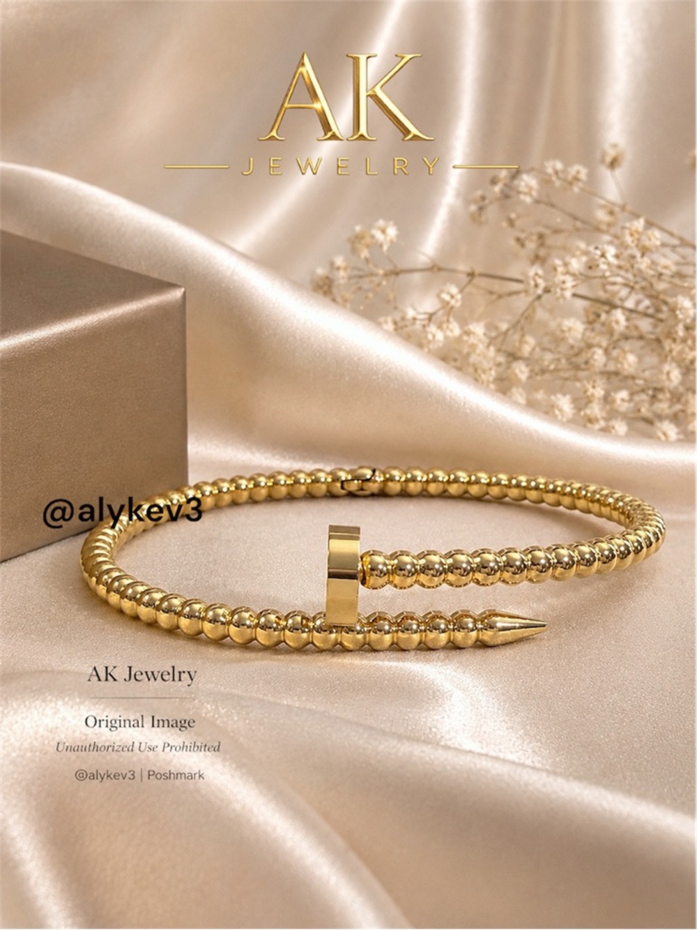 💎Luxury 18k Gold Beaded Bracelet, Stackable Bangle Gold Plating | AK Jewelry™